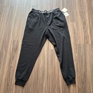 Calvin Klein Sleep Pants Black Logo Waistband Men’s Size L NWT Lounge Joggers